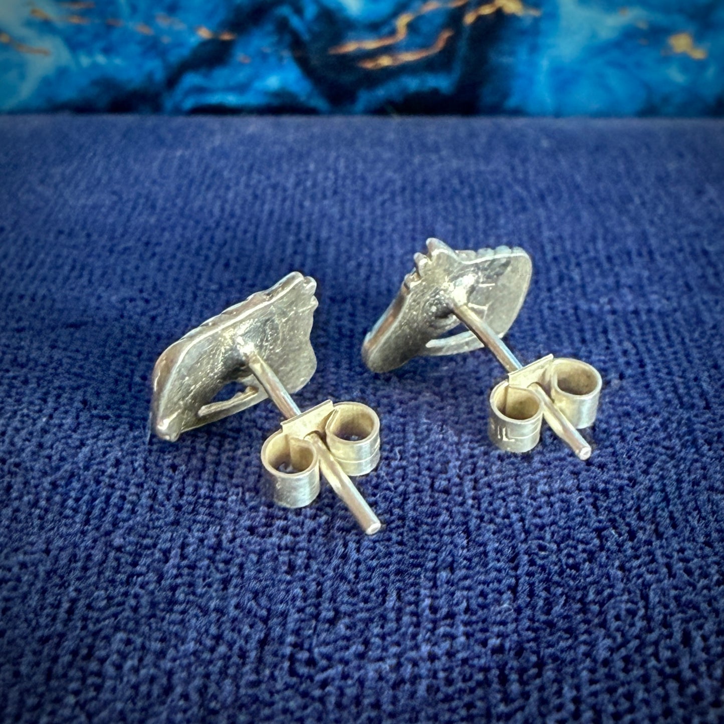 Silver Horse Head Stud Earrings