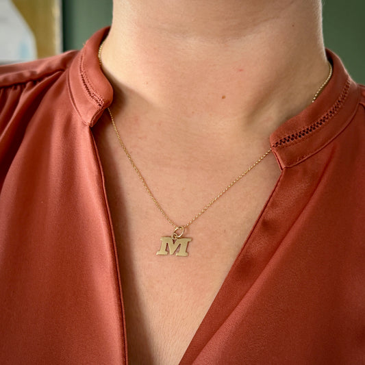 Vintage Gold 'M' Initial Charm Pendant