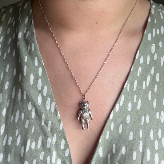Edwardian Chester Hallmarked Silver Teddy Bear Charm