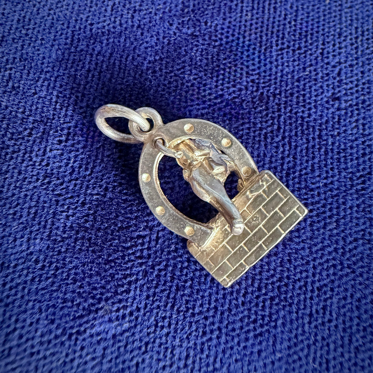 Vintage Silver Articulated Showjumping Horse Charm