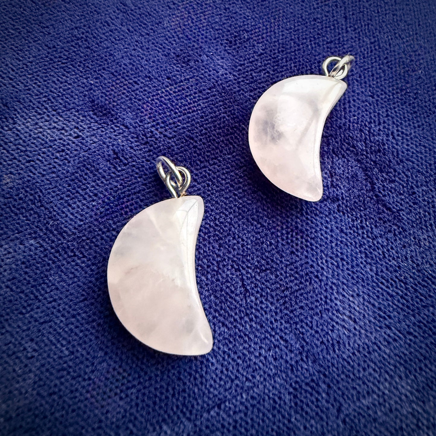 Polished Rose Quartz Crescent Moon Pendant