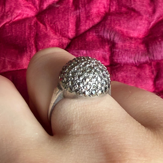 Silver & Marcasite Dome Style Cocktail Ring