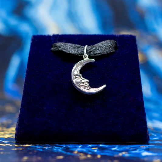 Vintage Crescent Moon Hollow Charm Pendant