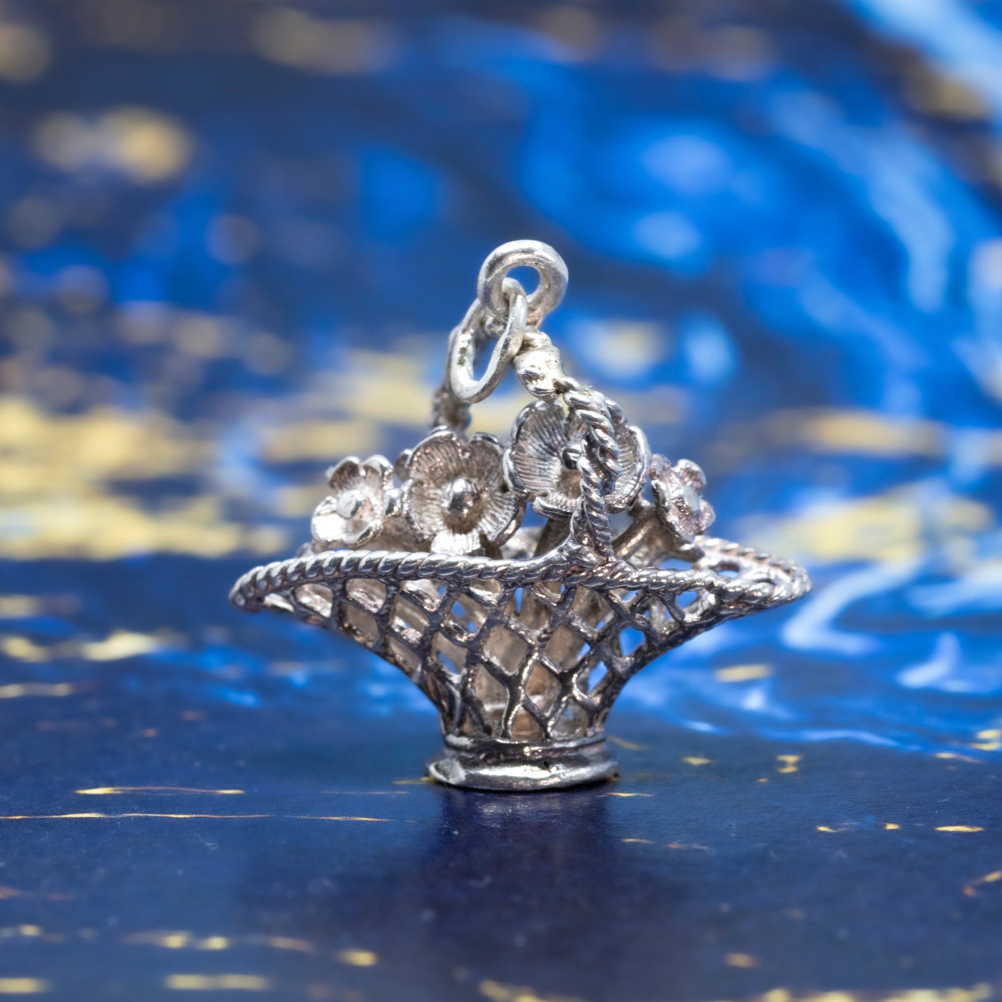 Vintage Posy Basket Charm Pendant