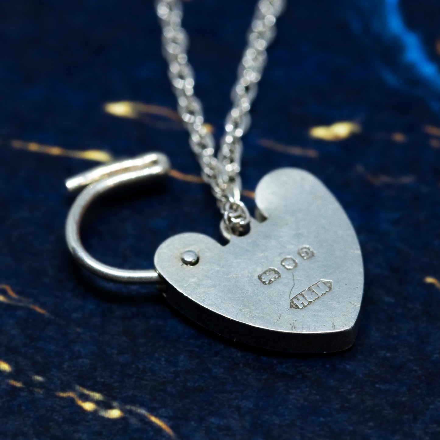 1978 Hallmarked Silver Double Curb Link Bracelet With Heart Padlock