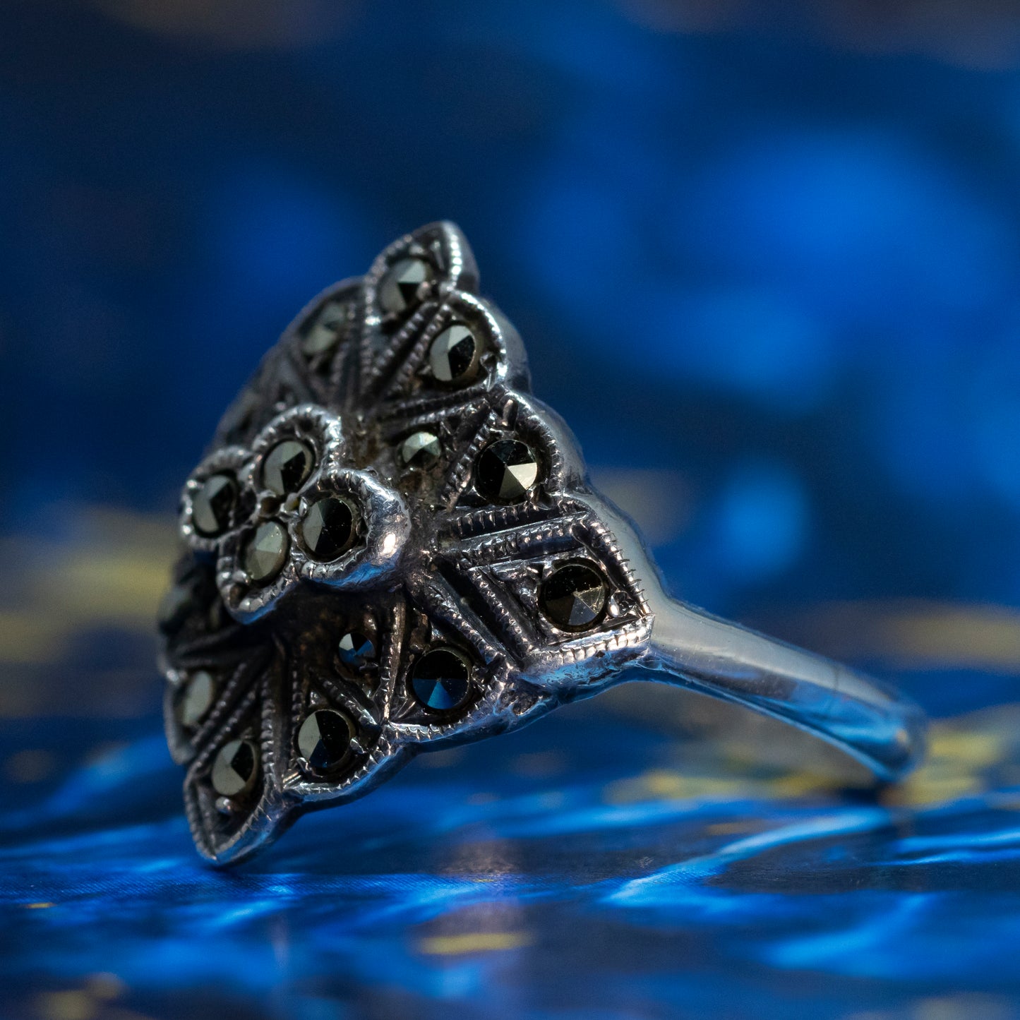 Art Deco Style Marcasite Cocktail Ring