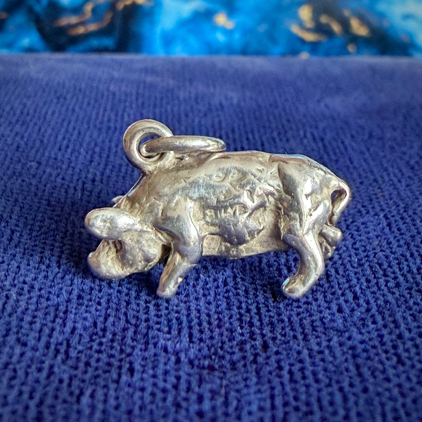 Vintage Solid Silver Pig Charm