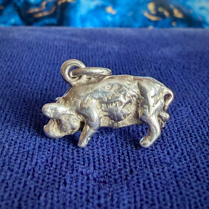 Vintage Solid Silver Pig Charm