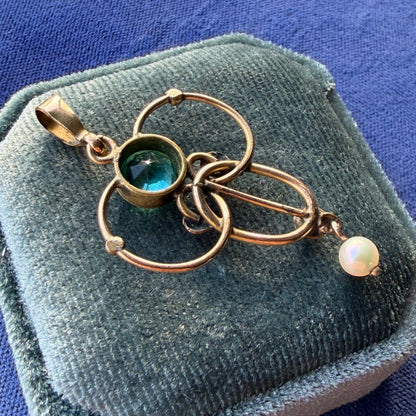 Edwardian Lavalier Style Blue Paste & Pearl Drop Pendant