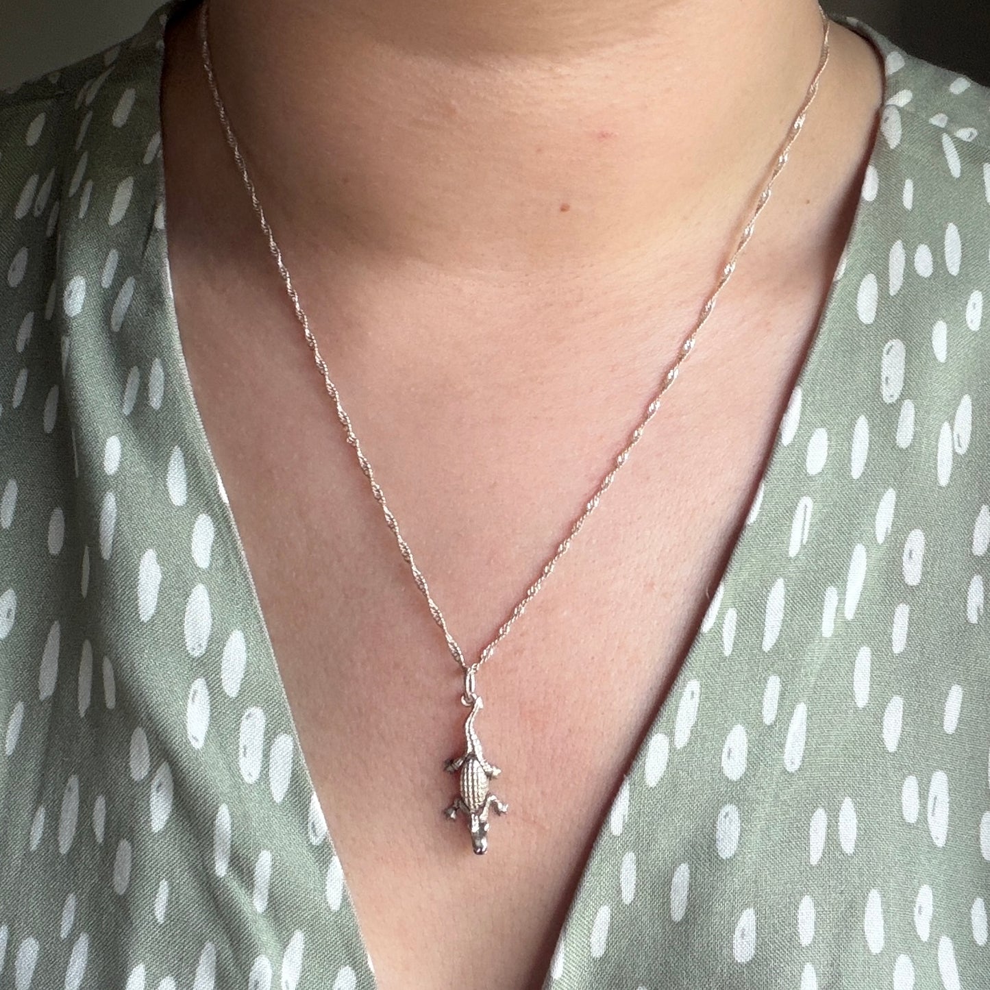 Vintage Silver Articulated Crocodile Charm