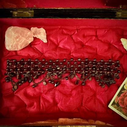 Vintage Red Glass Bead Adjustable Choker Necklace