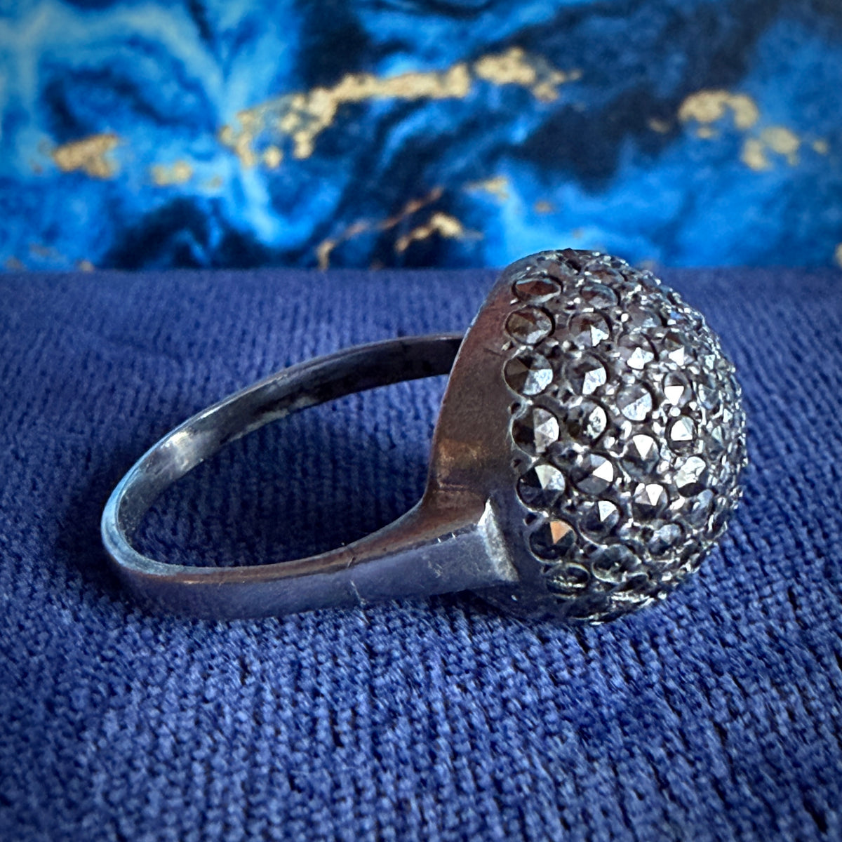 Silver & Marcasite Dome Style Cocktail Ring