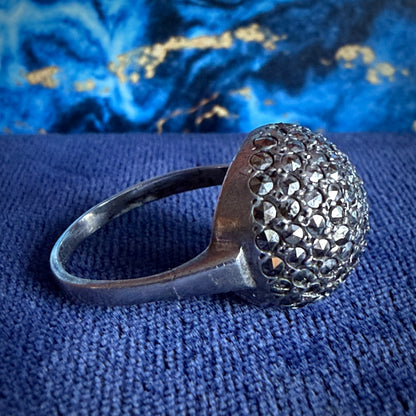 Silver & Marcasite Dome Style Cocktail Ring