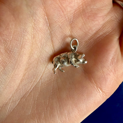 Vintage Solid Silver Pig Charm