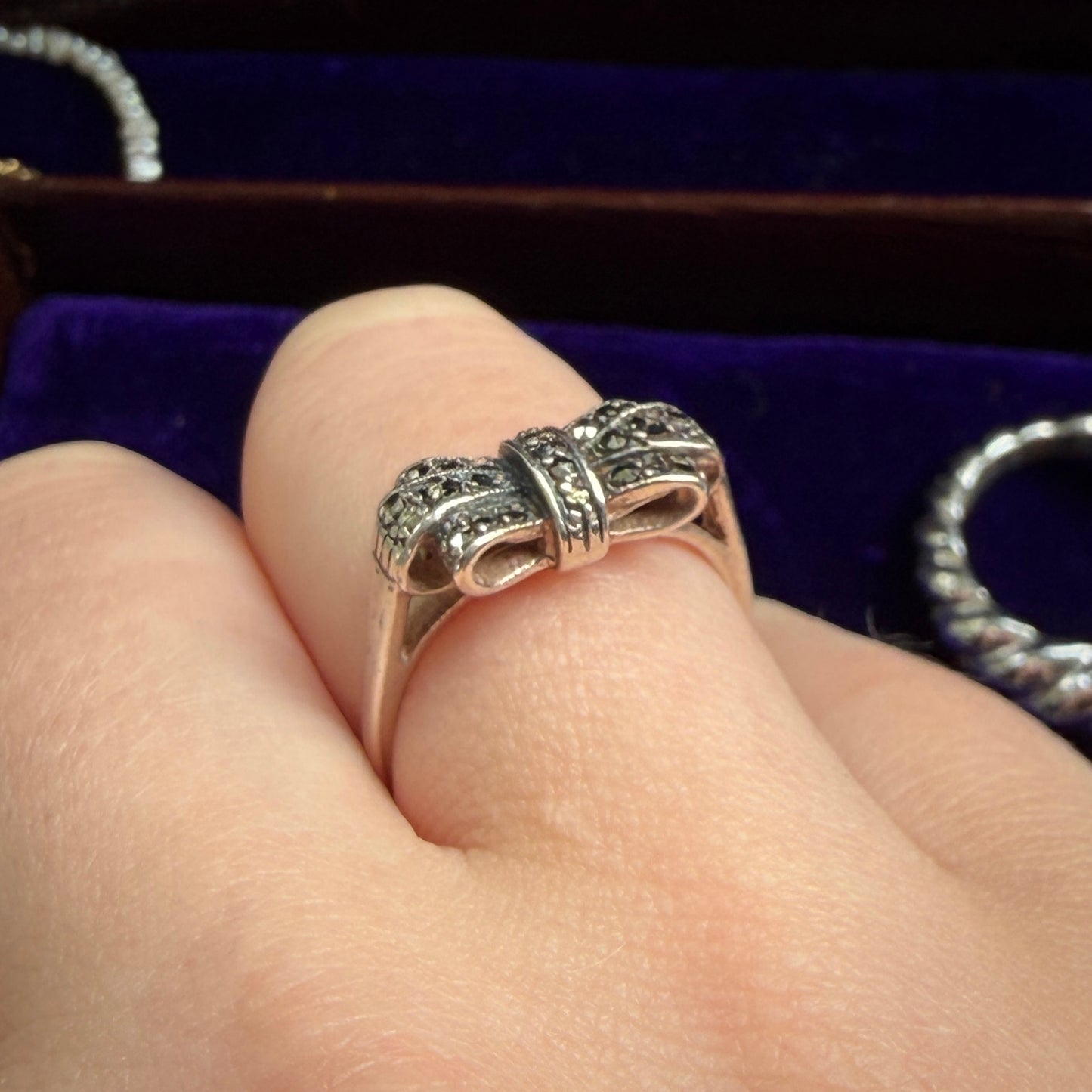 Marcasite Folded Bow Design Ring