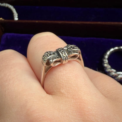 Marcasite Folded Bow Design Ring