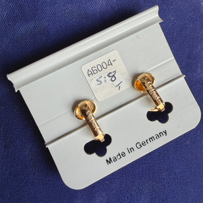 Christian Dior; Vintage Geometric Black Enamel Gilt Coloured Clip-On Earrings