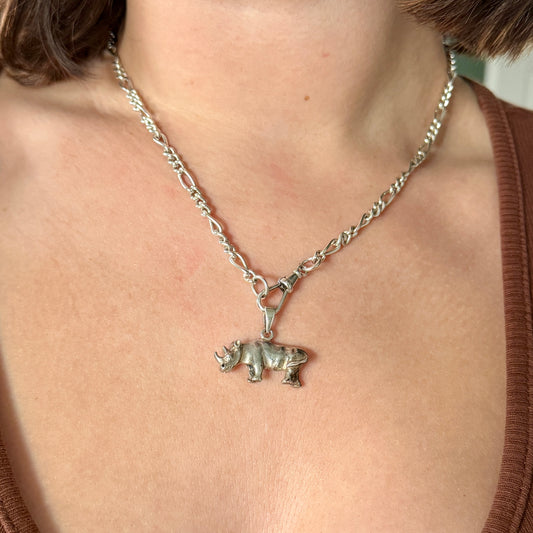 Solid '925' Rhinoceros Pendant