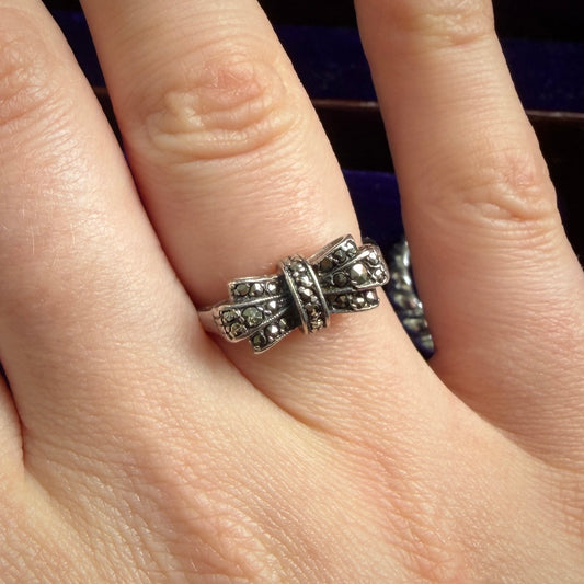 Marcasite Folded Bow Design Ring