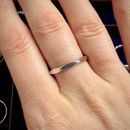 Modern Angular Silver Stacking Band