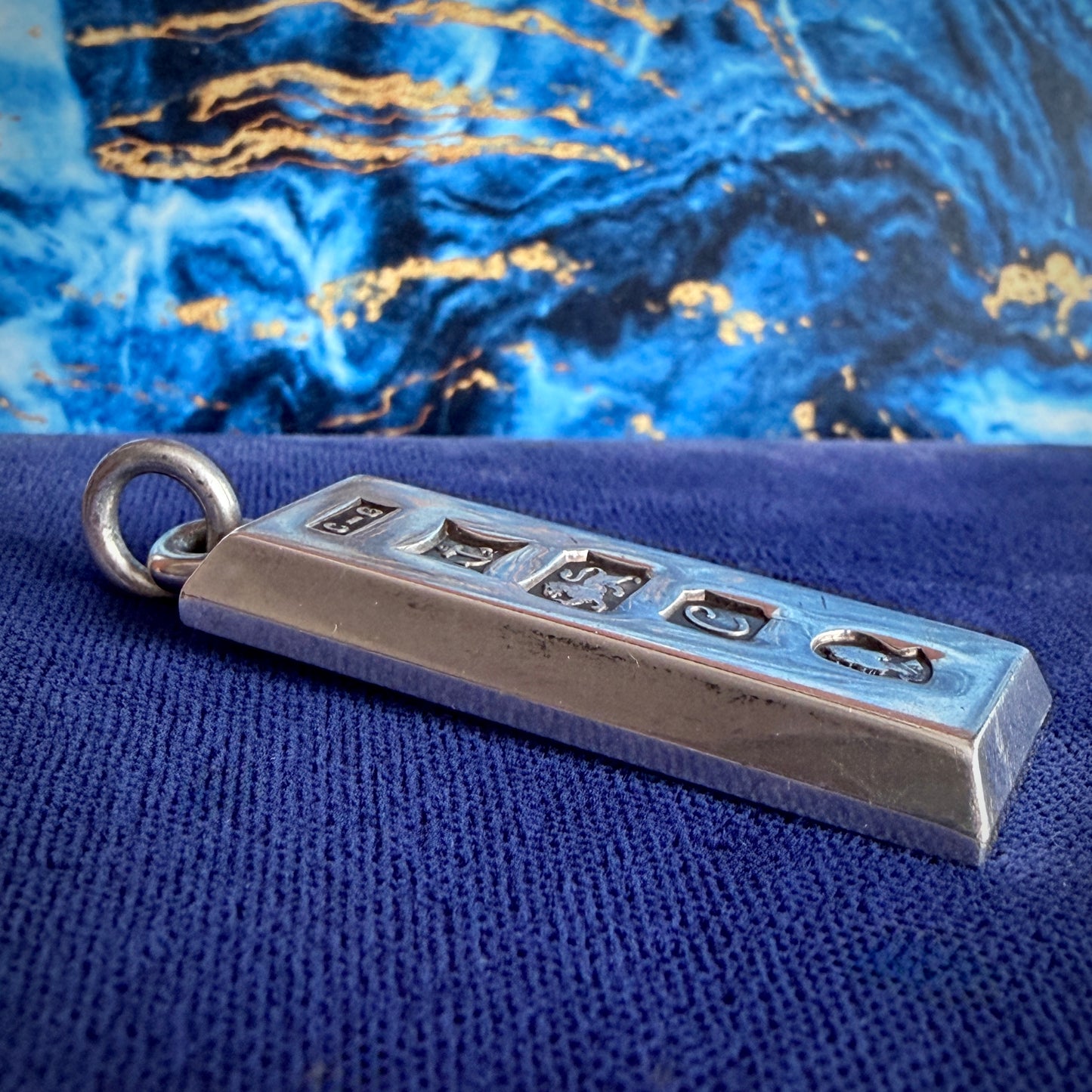 Chunky Vintage 1977 Hallmarked Silver Ingot Pendant