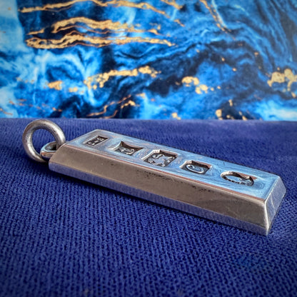 Chunky Vintage 1977 Hallmarked Silver Ingot Pendant