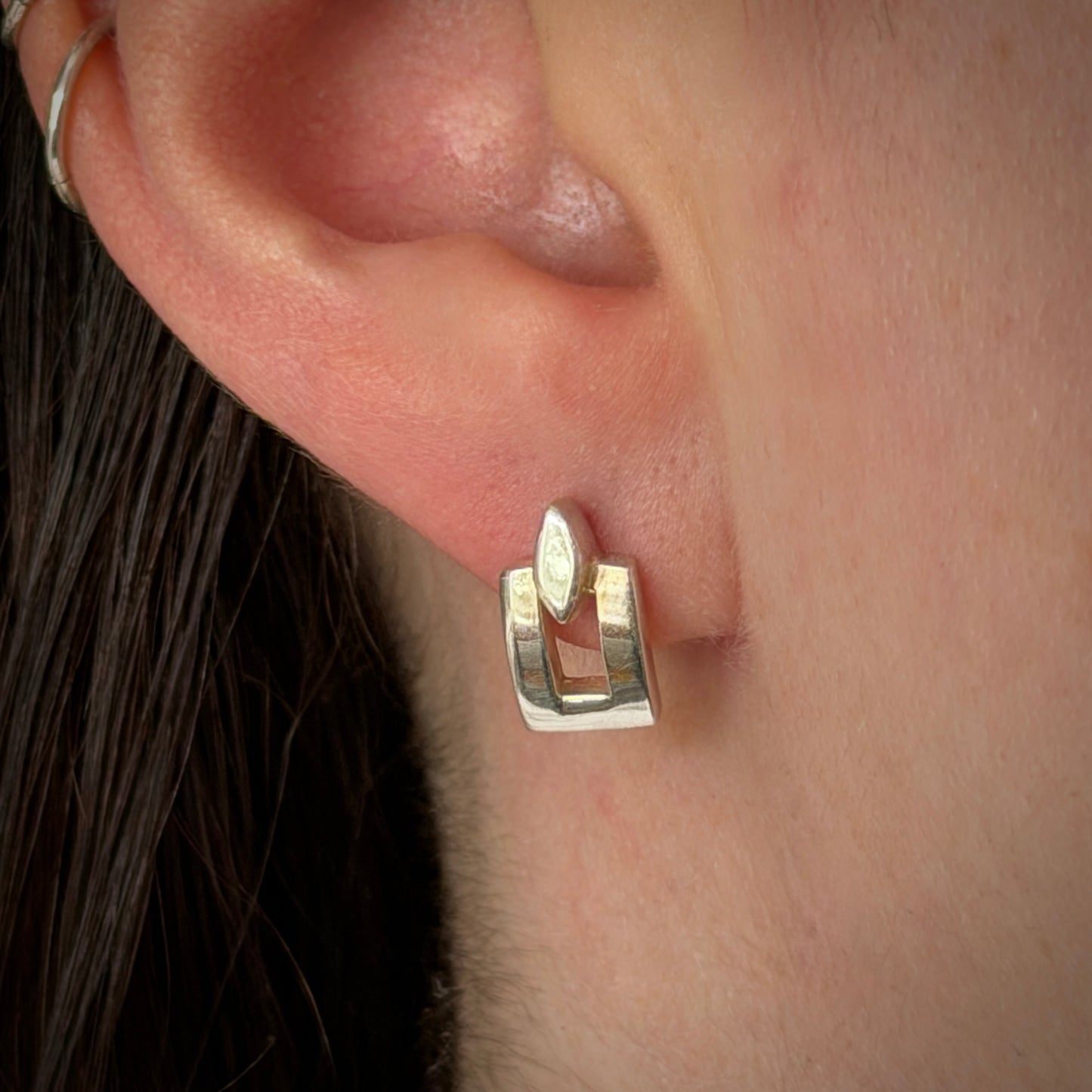 Silver Geometric Stud Earrings