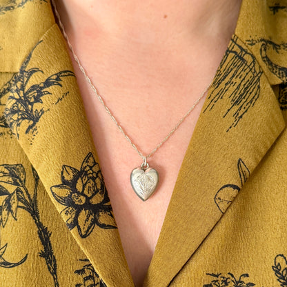 Vintage Silver Puffed Heart Pendant