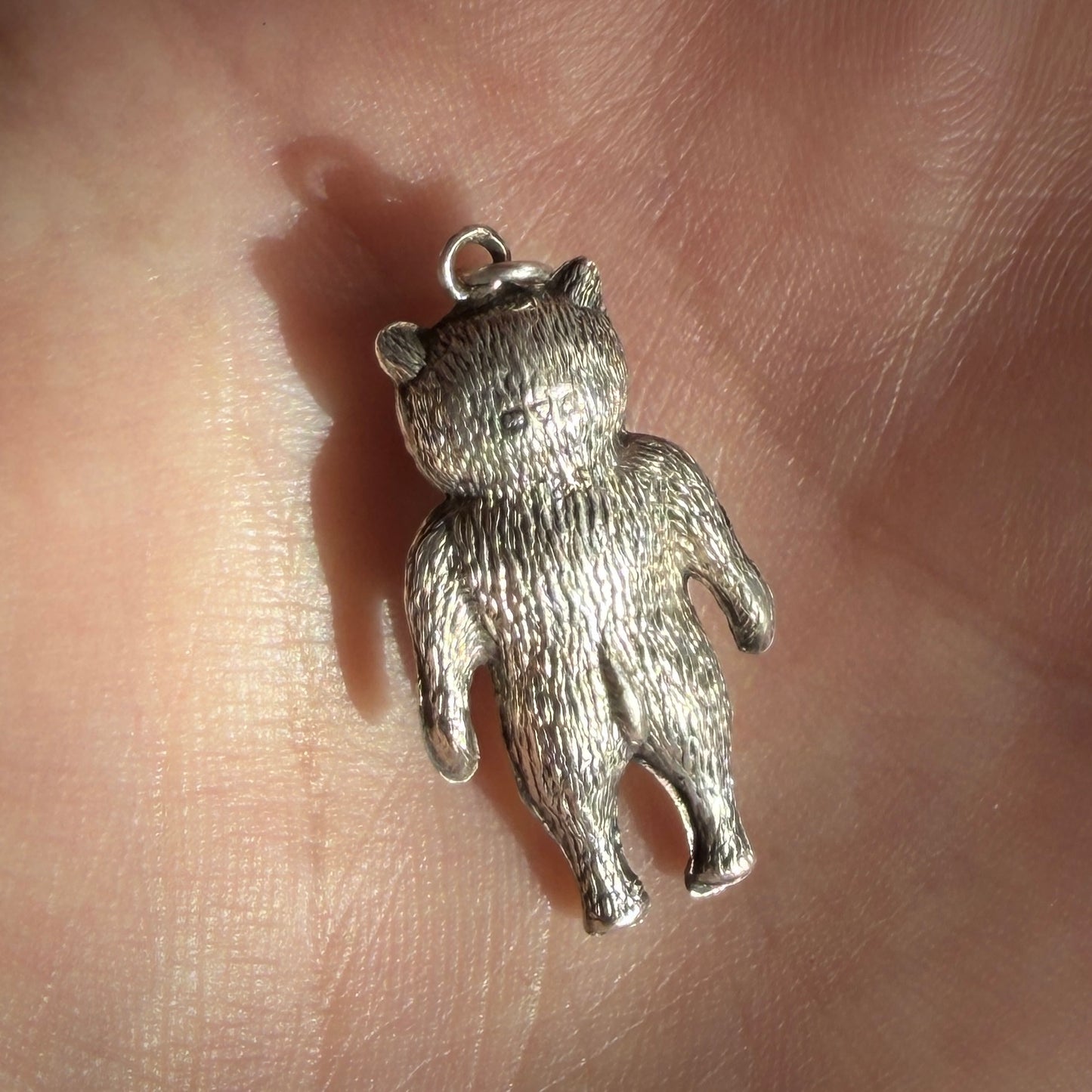 Edwardian Chester Hallmarked Silver Teddy Bear Charm