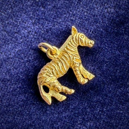 Vintage 9ct Gold Zebra Charm Pendant
