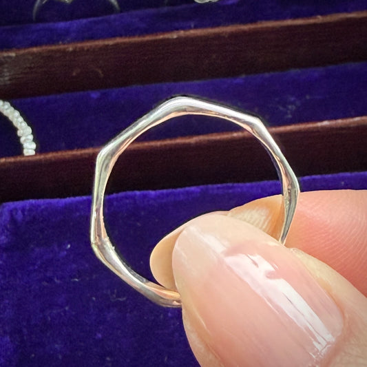 Modern Angular Silver Stacking Band