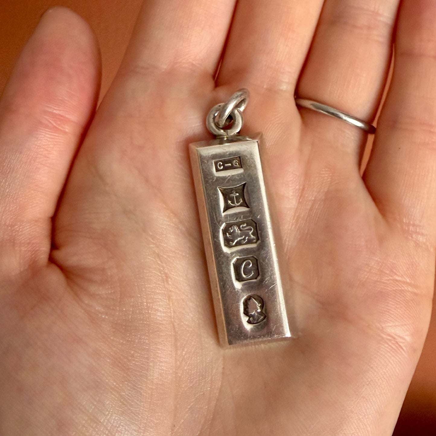 Chunky Vintage 1977 Hallmarked Silver Ingot Pendant