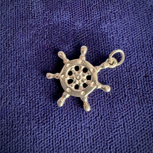 Vintage Silver Ship's Wheel Charm