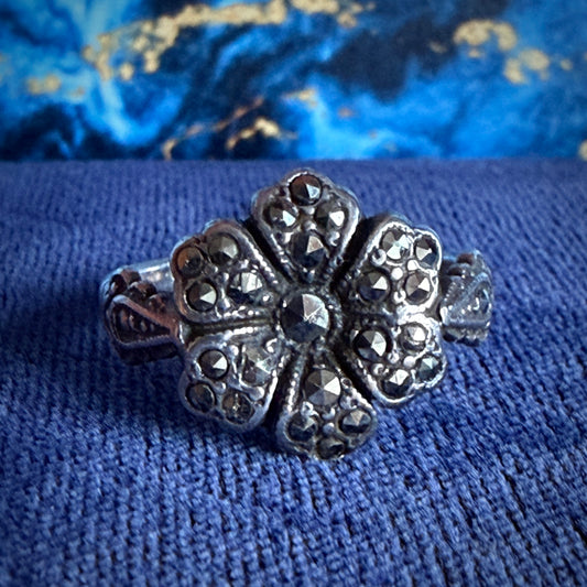 Silver & Marcasite Floral Dress Ring
