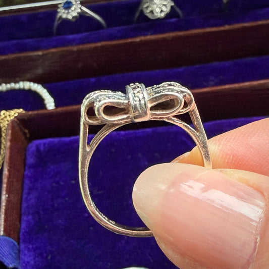 Marcasite Folded Bow Design Ring