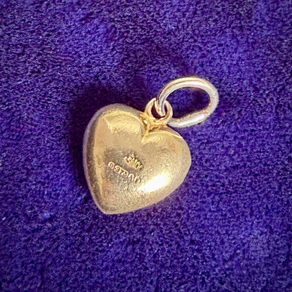 Vintage 9ct Gold Puffed Heart Charm