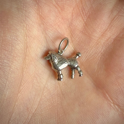 Vintage Silver Poodle Charm