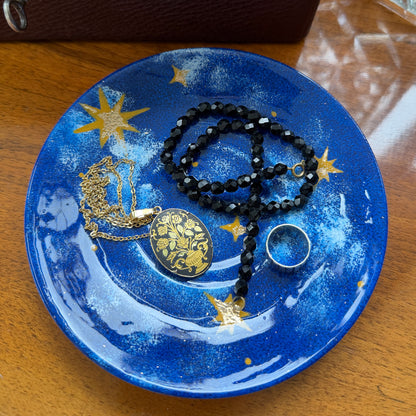 Hand-Painted Upcycled Trinket Dish - Midnight Sky