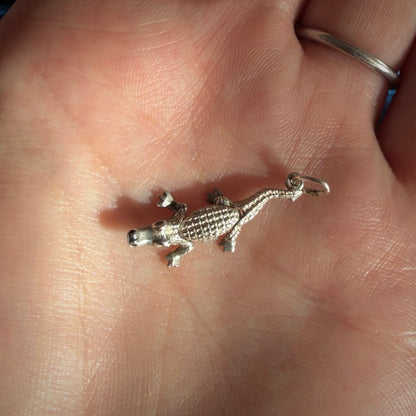 Vintage Silver Articulated Crocodile Charm