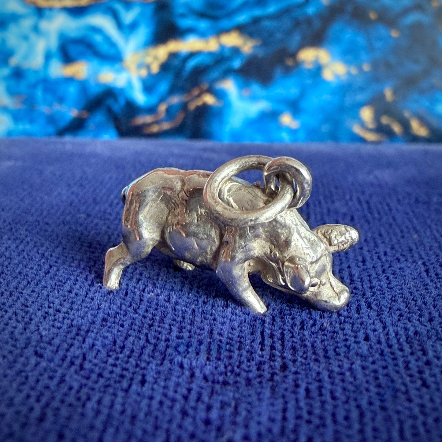 Vintage Solid Silver Pig Charm