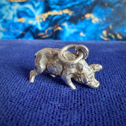 Vintage Solid Silver Pig Charm