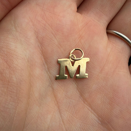 Vintage 9ct Gold 'M' Initial Charm Pendant