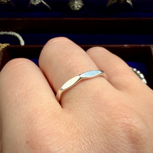 Modern Angular Silver Stacking Band