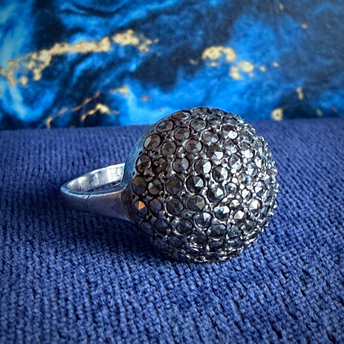 Silver & Marcasite Dome Style Cocktail Ring