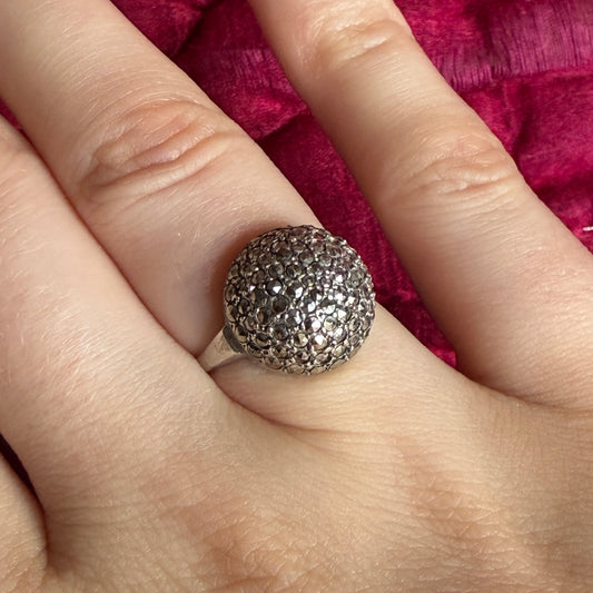 Silver & Marcasite Dome Style Cocktail Ring