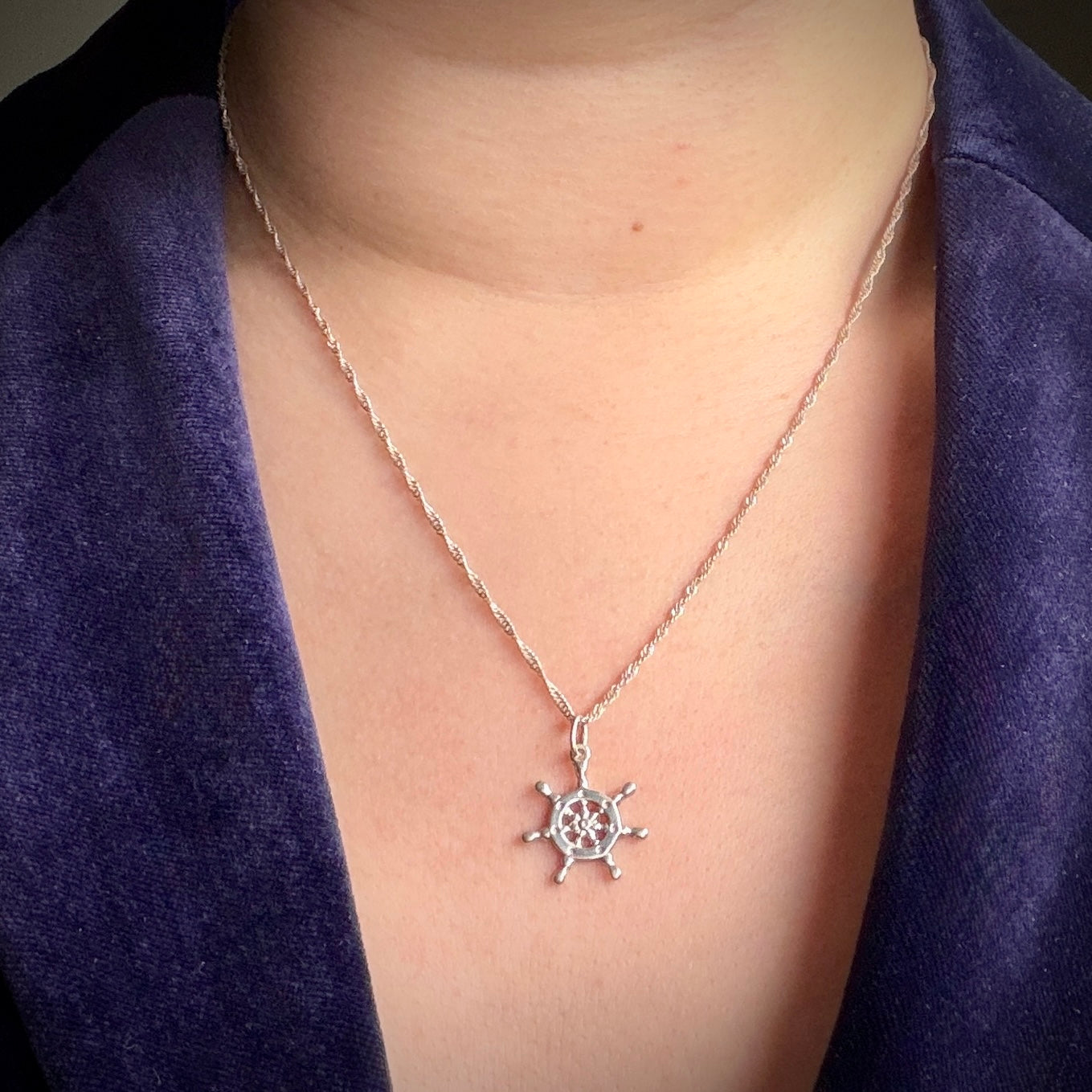 Vintage Silver Ship's Wheel Charm