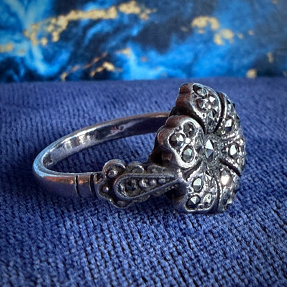 Silver & Marcasite Floral Dress Ring
