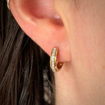 9ct Gold Diamond Pavé Set Hinged Huggy Earrings