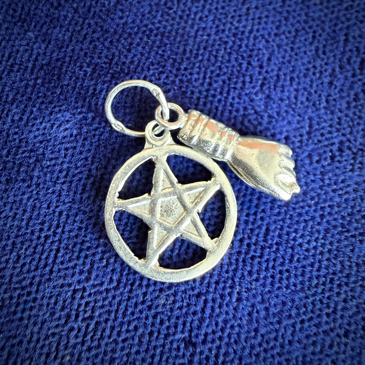 Portuguese Silver Dainty Figa & Pentagram Charm
