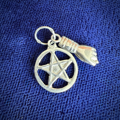 Portuguese Silver Dainty Figa & Pentagram Charm